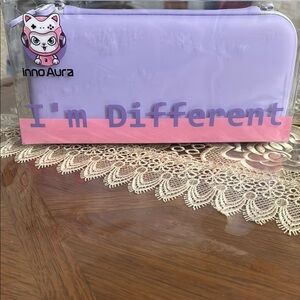 INNO AURA  Lavender and Pink Cartoon Pouch with Zipper